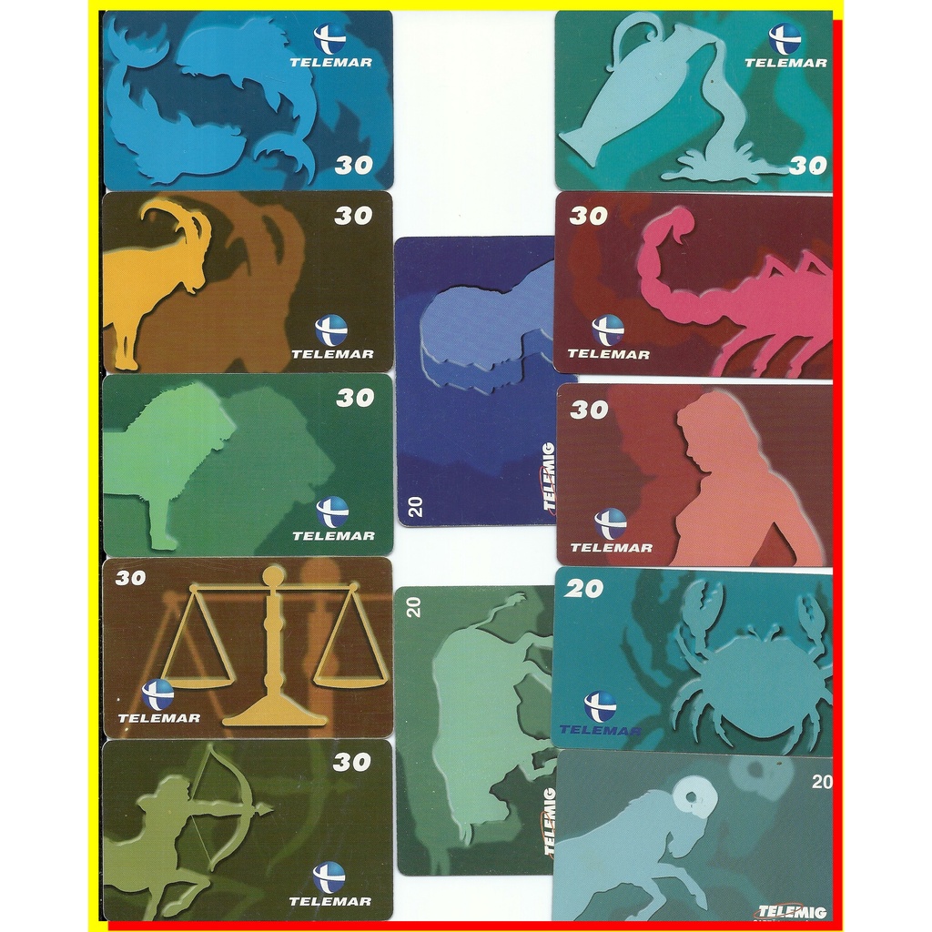 Série Fechada ZODIACO SIGNOS - Telemar MG - 12 cartões telefonicos ...
