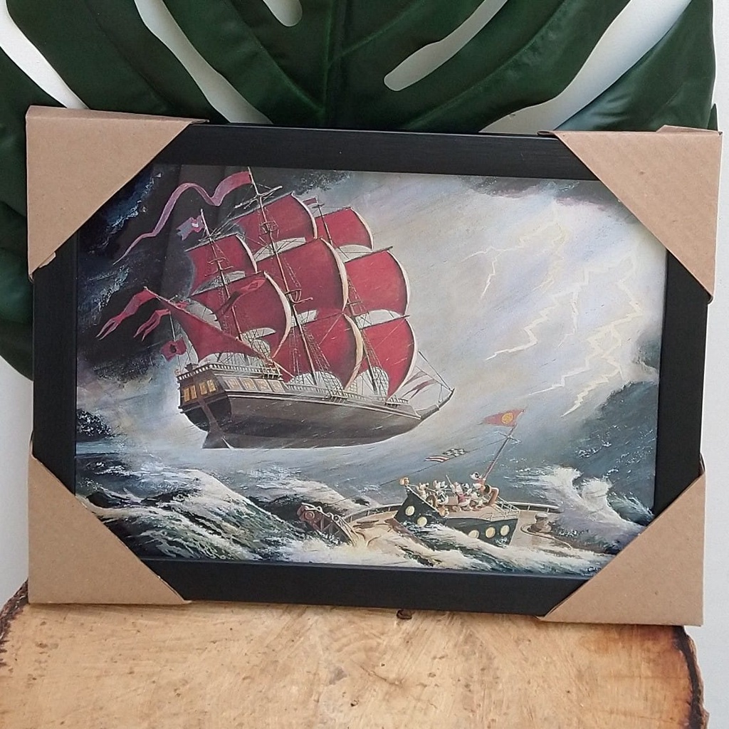 Quadro decorativo com moldura e vidro Tio Patinhas Holandês voador pato donald pôster vintage