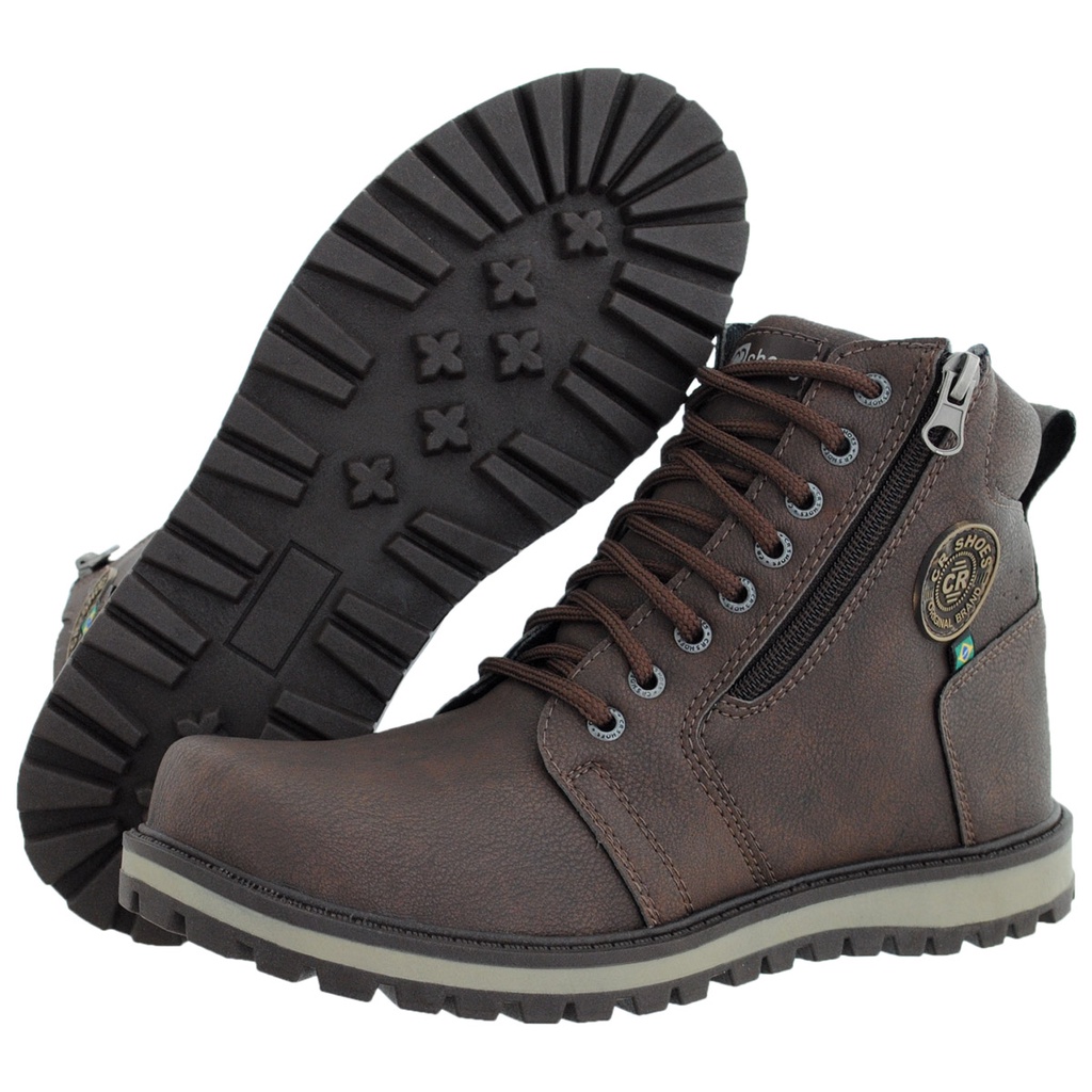 Coturno Masculino Bota Com Ziper Modelo Novo Crshoes 9013