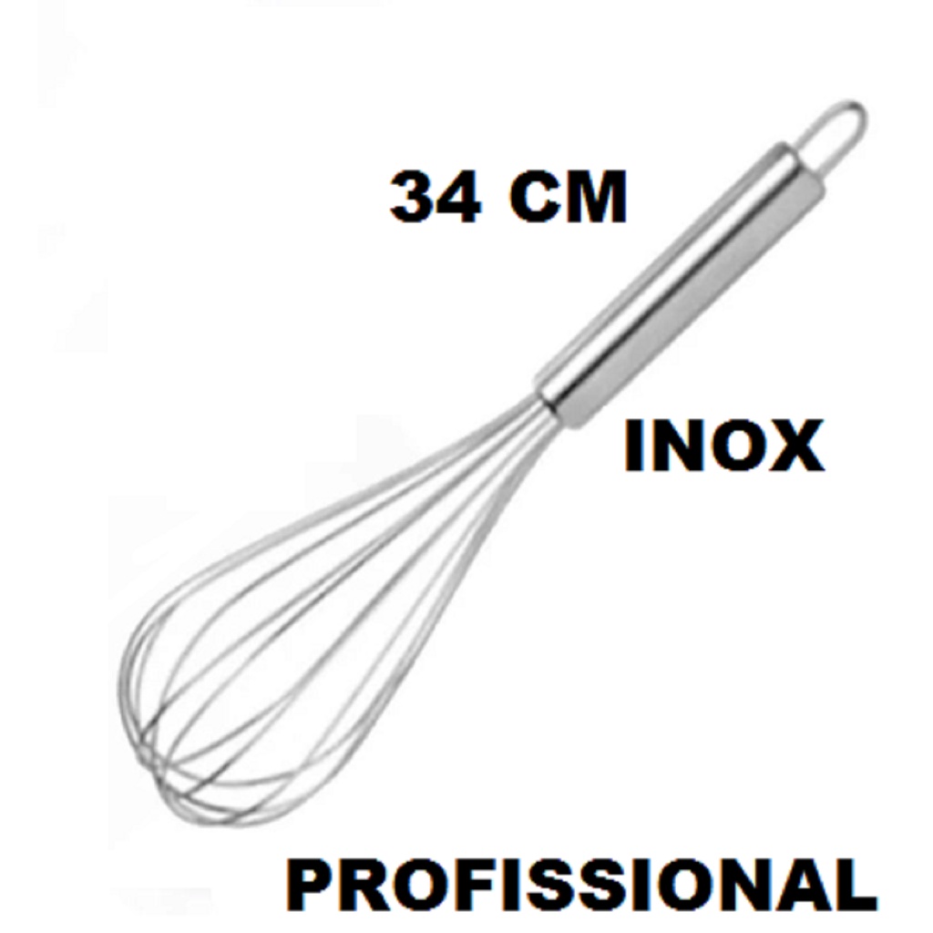 Batedor De Clara Em Neve Ovos Fuet Profissional Inox 34 Cm