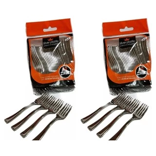 Kit/60 Mini Garfos Luxo Descartável Prata