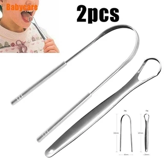 (Babycare) 2pçs Raspador De Língua De Aço Inoxidável / Raspador Para Cuidados Oral / Higiene