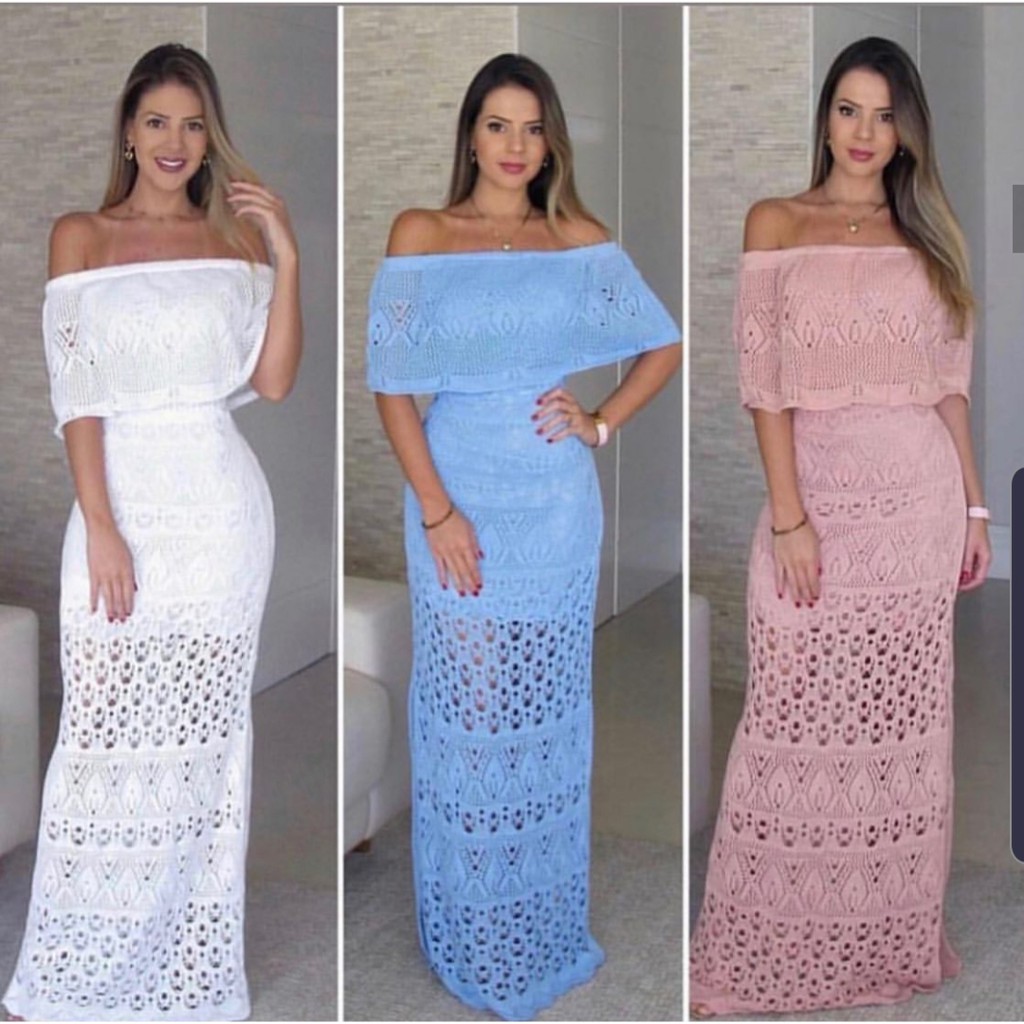 Vestido longo de tricot para ch de beb revela o e ensaio