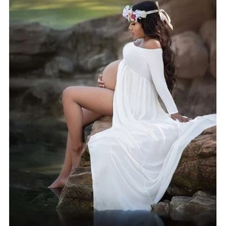 Vestido Gestante Ensaio Fotográfico Gravida, Manga Longa G01