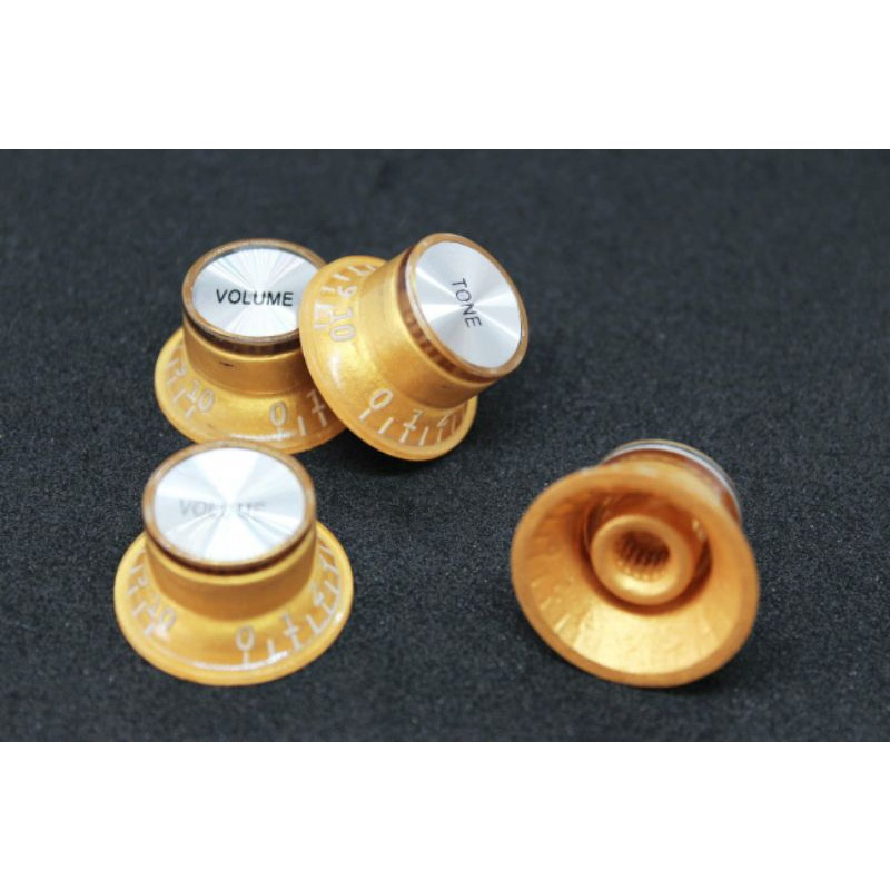 Kit 4 Knobs Dourados com Prata Les Paul SG Prs 2 Volume + 2 tone