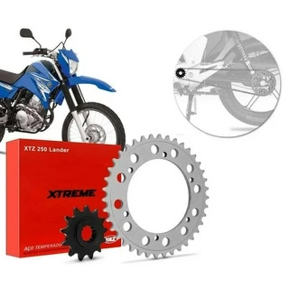 Kit Coroa E Pinhão Vaz Xtreme Aço 1045 Xtz Lander Tenere 250 Ano 2007 Até 2017