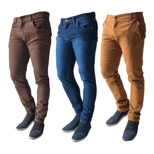 Calça Jeans Sarja Com Lycra Masculina Plus Size Kit 2 Peças