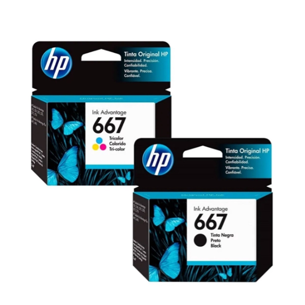 Cartucho HP 667 - KIT Preto e Color Original para Deskjet 2376, 2774 ...