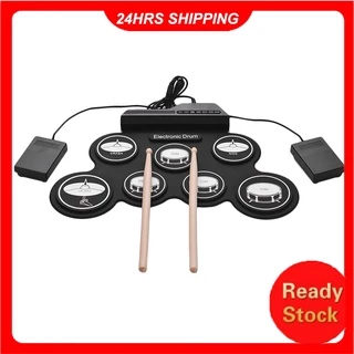 (Em Estoque) Bateria Eletrônica Digital Tipo Tambor De Silicone Tamanho Compacto Usb Com 7 Pedais Para Iniciantes / Crianças