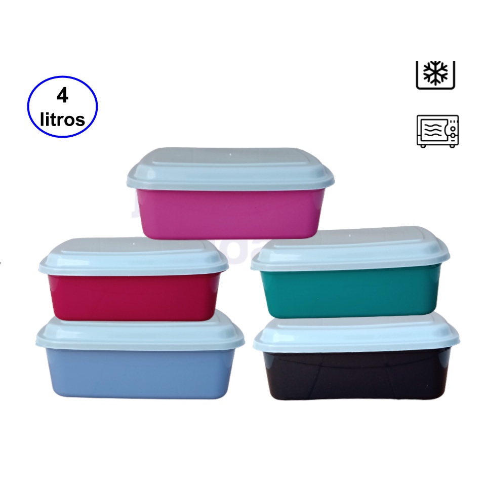 Pote 4 Litros Retangular - Kit Com 5 Unidades