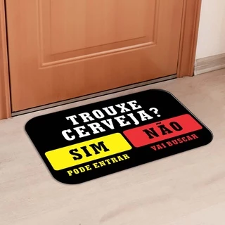 Tapete Emborrachado para Quarto, Sala e Entrada - 40X60 - 2mm - TROUXE CERVEJA PRETO