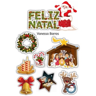 Topo de bolo em 3d tema natal - topper natalino