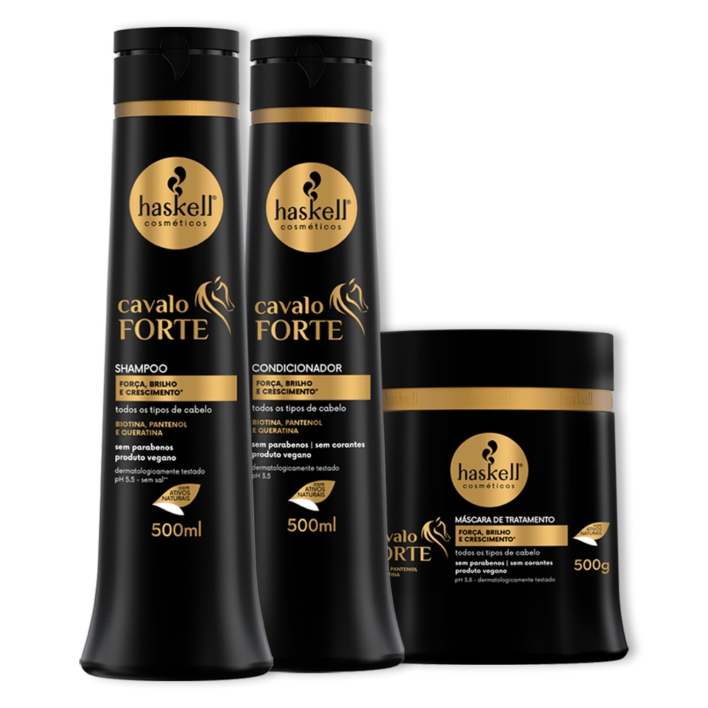 Kit Haskell Cavalo Forte Shampoo Condicionador Mascara 500ml | Shopee ...