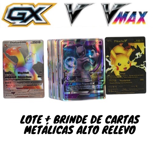 Lote 40 Cartas Pokémon Vmax V Gx Em Português Cartas Brilhantes Sem Repetir  - TechBrasil
