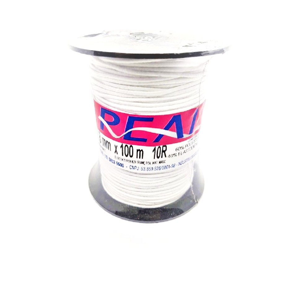 Elastico Roliço Trançado Branco 1.8 mm 100 metros Cada Rolo