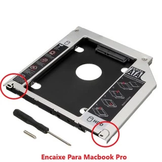 Adaptador Caddy Macbook Pro Ano 2009 até Mid 2012 A1278 Gaveta Slim Segundo HD ou SSD