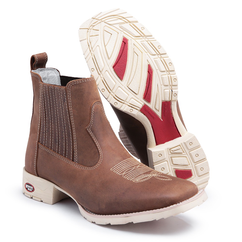 Bota texana bico clearance quadrado solado branco