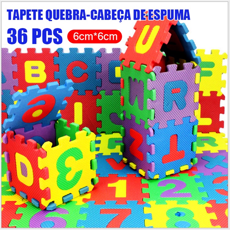 Tapete puzzle para bebés 36 peças 31,5×31,5cm quebra cabeças