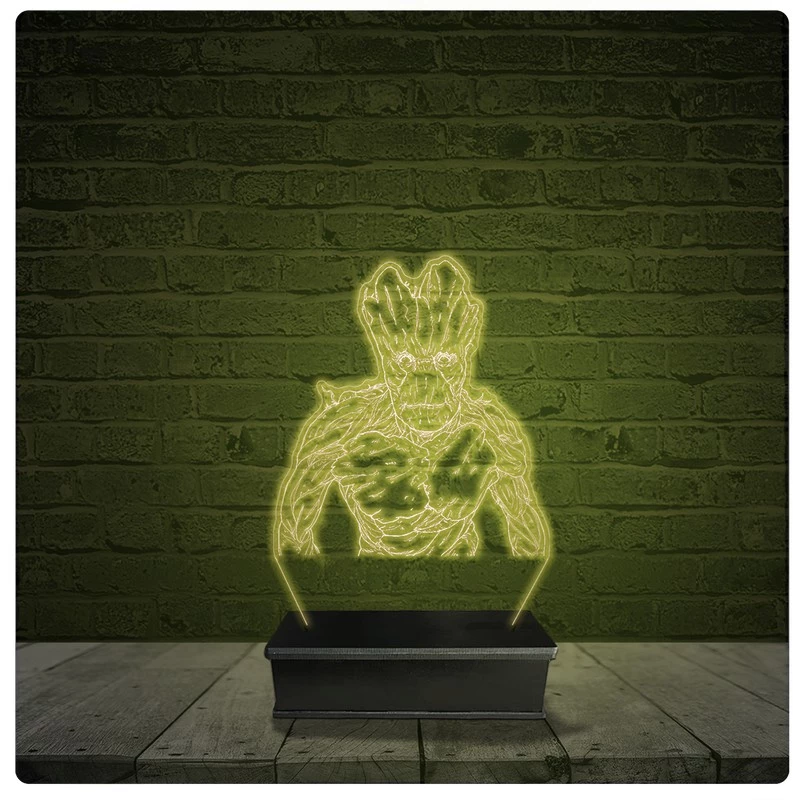 Led Luminária Acrílico Abajur - Groot Marvel Guardiões 10