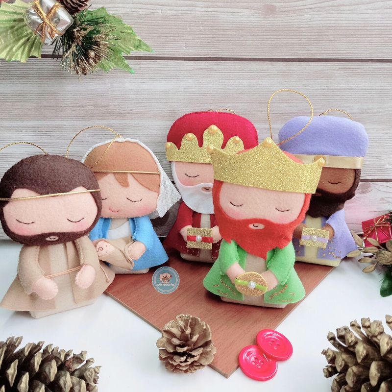 Kit Presépio em Feltro - Pingentes Natalinos - Decoração de Natal