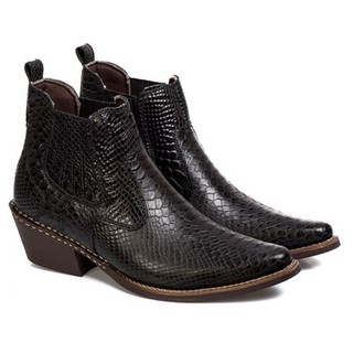 Bota Masculina Country Rodeio Em Couro cobra Anaconda Cor Preto CAMPERO