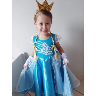 Dzyoleize Fantasia da Princesa Elsa Vestido de tule para meninas da Frozen  Vestido de baile para festa de Halloween, Carnaval, Natal, Aniversário e  Noite (as2, age, 3_years, 4_years, regular, Azul)