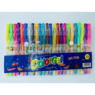 Caneta Gel Colorgel Canetinhas Coloridas Perfumadas glitter kit 24 Cores 6 a 24 unidades