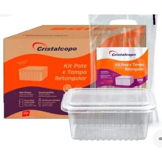 Kit Potes Retangulares 250 ml e 500 ml, marmita fit. Vai ao Microondas e Freezer com 25 unidades em cada pacote
