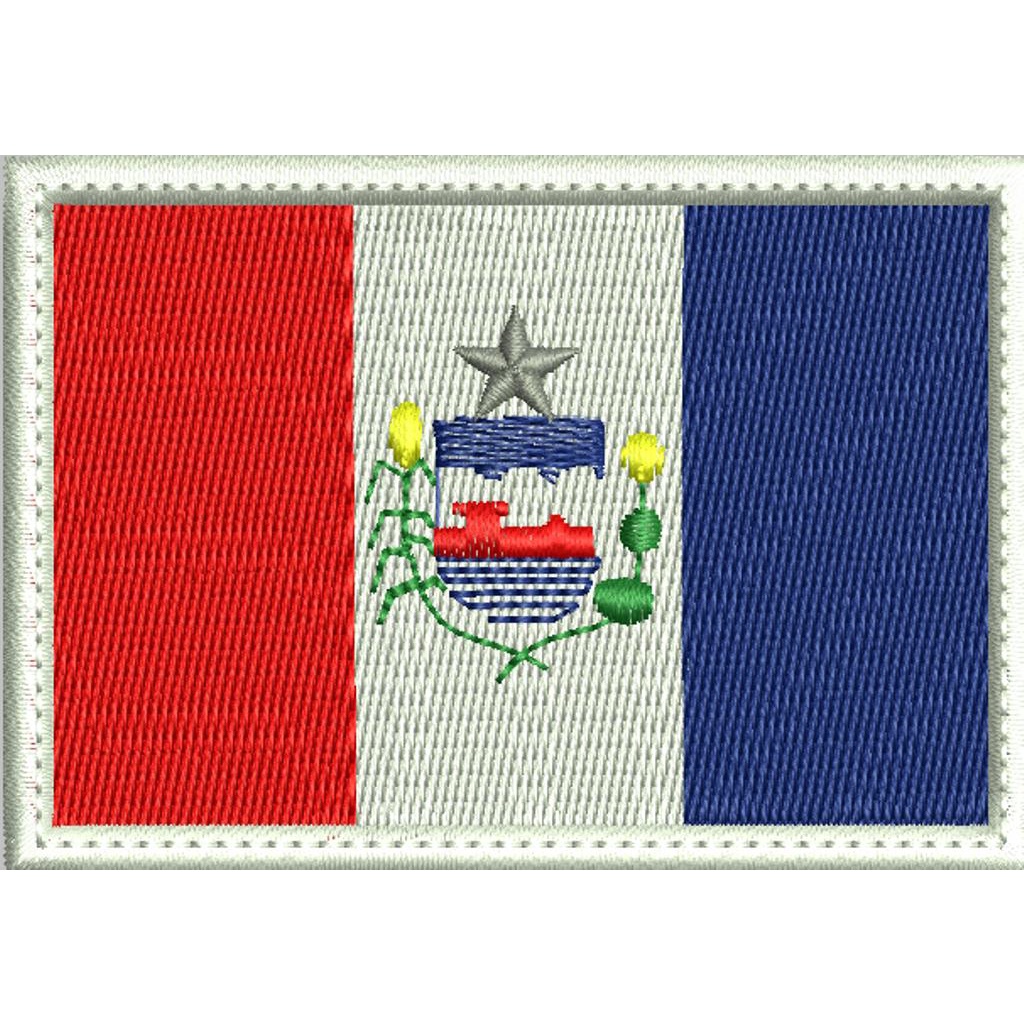 PATCH BORDADO BANDEIRA ESTADO DO PARÁ oficial e negativa 8x5,5cm com  carrapicho, para costurar ou termocolante