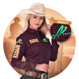 camisao country radade feminina bordada barretos peao cowgirl algodao