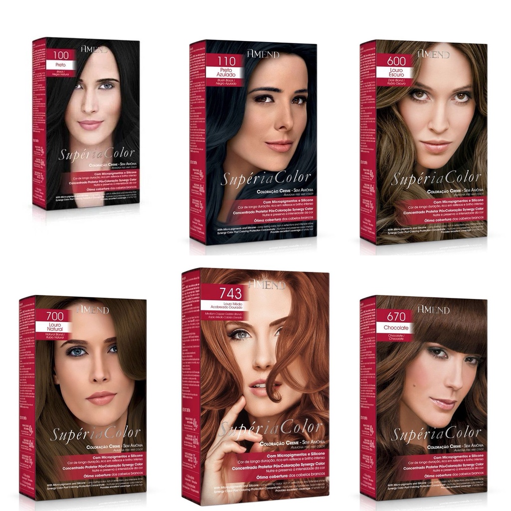 Tinta tonalizante sem amônia amend diversas cores linha profissional ...