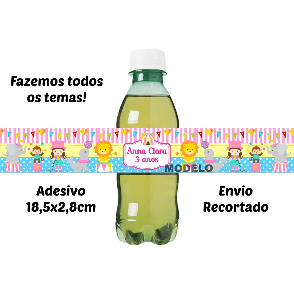 20 Adesivos Mini Refrigerante Circo Menina Etiqueta Rótulos Personalizado