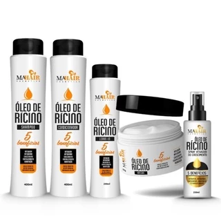 Kit Tratamento Capilar Óleo de Rícino Mahair – 5 itens