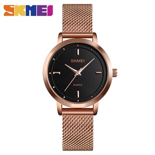 Skmei moda relógio de quartzo feminino pulseira de aço inoxidável elegante rosa ouro das mulheres relógios senhoras relógios feminino