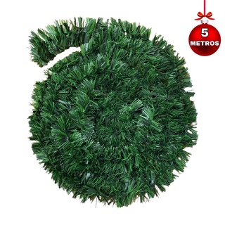 Festão de Natal Cheio Grosso Grande Flexível Fougeron Verde 5 Metros