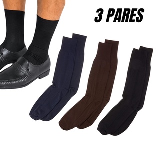 Kit 3 Pares Meia Masculina Social Fina para sapato