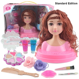 Conjunto de brinquedo de maquiagem princesa infantil, manequim cabeça DIY,  boneca penteado multi estilo, cabelo brinquedo menina, presente de vestir