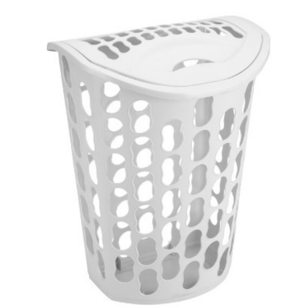 Cesto De Roupas Telado Com Tampa 40l Branco Gelo