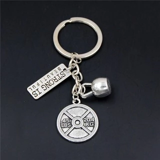 Barbell Dumbbell Charms Fitness Gym Porta-Chaves Jóias Feitas À Mão