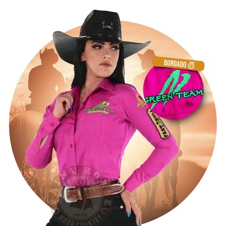 camisa country radade manga longa rodeio cowboy feminina cowgirl festa