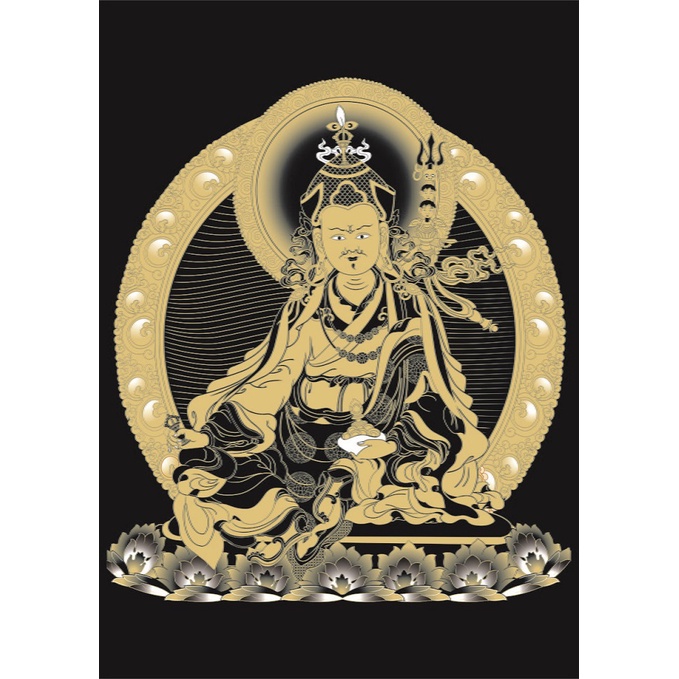 Gandhanra Thangka Tibetano - Dharmapala Mahakala Thangka - Arazzo di Buddha a Stampa Dorata per Decorazione Zen, Meditazione, Rilassamento Spirituale e Pace
