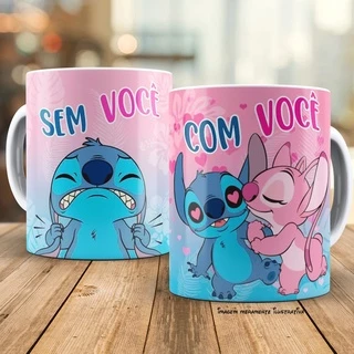 Caneca Lilo & Stitch Com Você e Sem Você