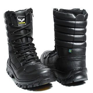 Coturno Tatico Militar Masculino Cano Alto Com ziper Na Lateral e Solado posturado palmilha E.V.A