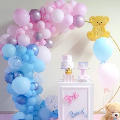 Kit Arco Balão 6,5 Azul+ Rosa - Chá de Bebe Revelação Decoração
