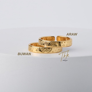 [TBK Araw At Buwan Rings 18K Casamento De Casais Amantes Do Sol E Da Lua De Ouro 793R