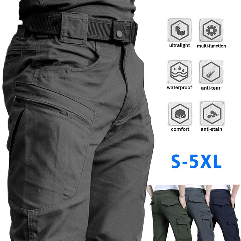 Calça Tática Preta Masculina Militar Casual Cargo Camuflagem De