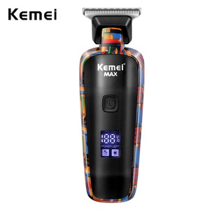 Kemei Máquina De Cortar Cabelo Elétrico Multifuncional Estampa Grafite-Tipo C USB Recarregável