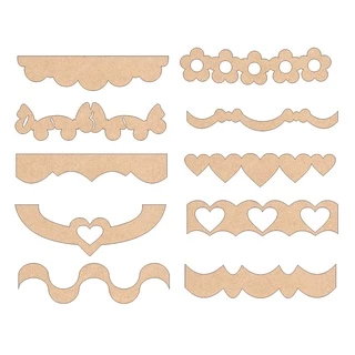 Kit 10 Réguas Barrados Para Artesanato Patchwork em MDF Cru - KIT E