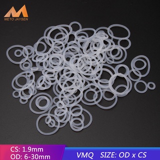 100PCS VMQ Anel De Vedação De Borracha De Silicone O-Ring Substituição Branco OD 6mm-30mm CS 1,9mm