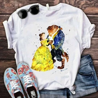 Camiseta A bela e a Fera Aquarela